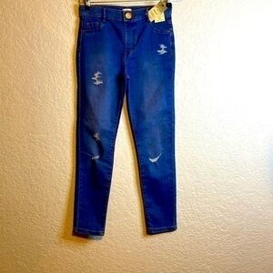 RIVER Island Molly mid rise distressed  stretch adjustable waistband  Jean 9 yr